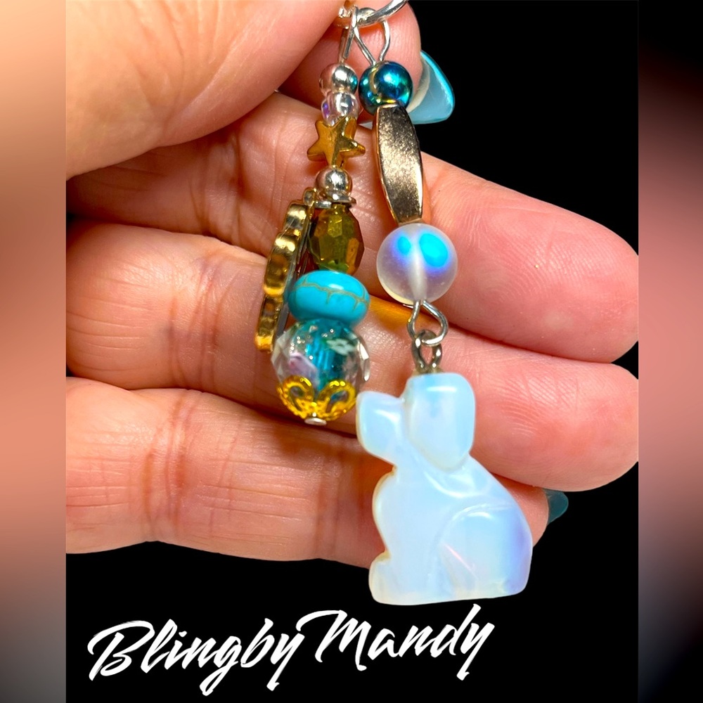 Opalite dog/ puppy keychain  -add to your purse or laptop case